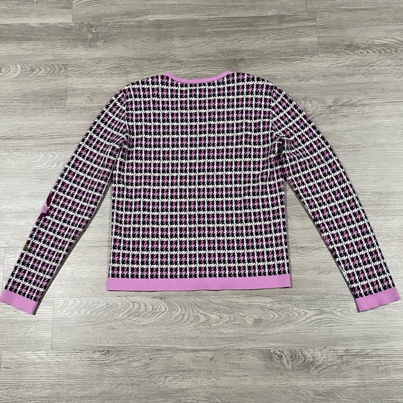 Women’s Escada Skara Houndstooth Poppy Floral Pink Jumper Blouse - Picture 7 of 8